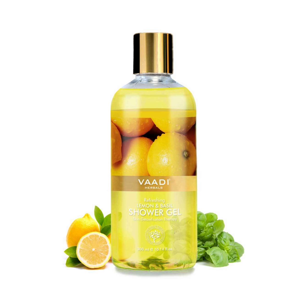 Refreshing Organic Lemon & Basil Shower Gel - Skin Detoxifying (300 ml / 10.2 fl oz) base Vaadi Organics UAE 