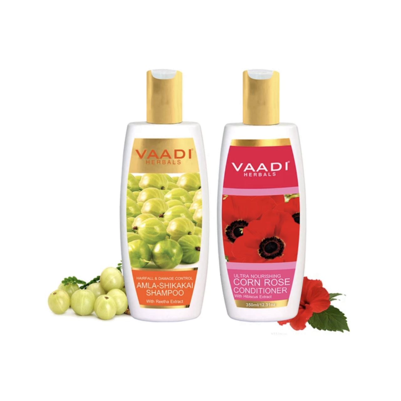 Hairfall & Damage Control Organic Gooseberry Shampoo - Corn Rose Conditioner (2 x 350 ml / 12 fl oz) base Vaadi Organics UAE 