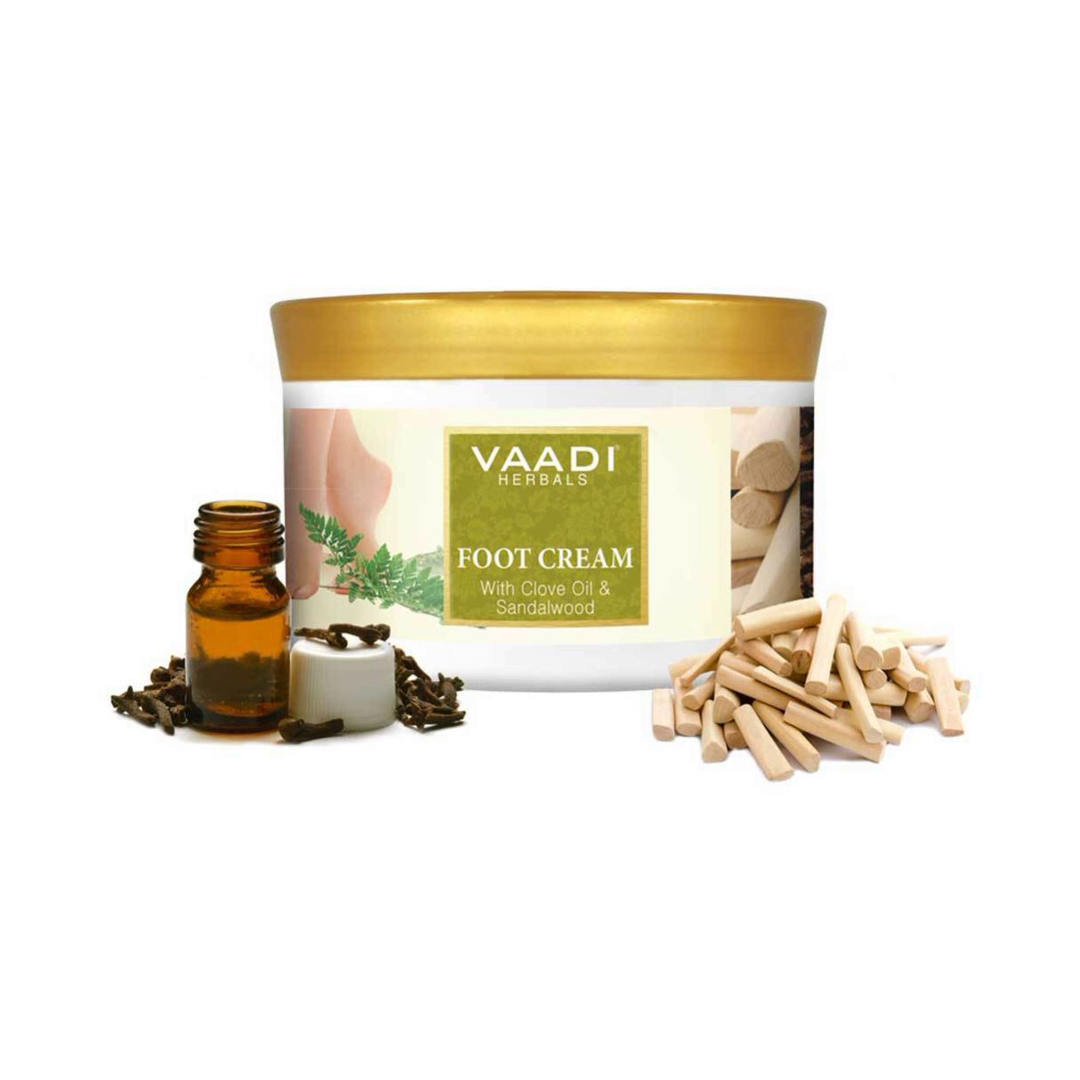 Organic Foot Cream with Clove & Sandalwood Oil - Softens Dry & Cracked Feet (500 gms / 17.63 oz) base Vaadi Organics UAE 