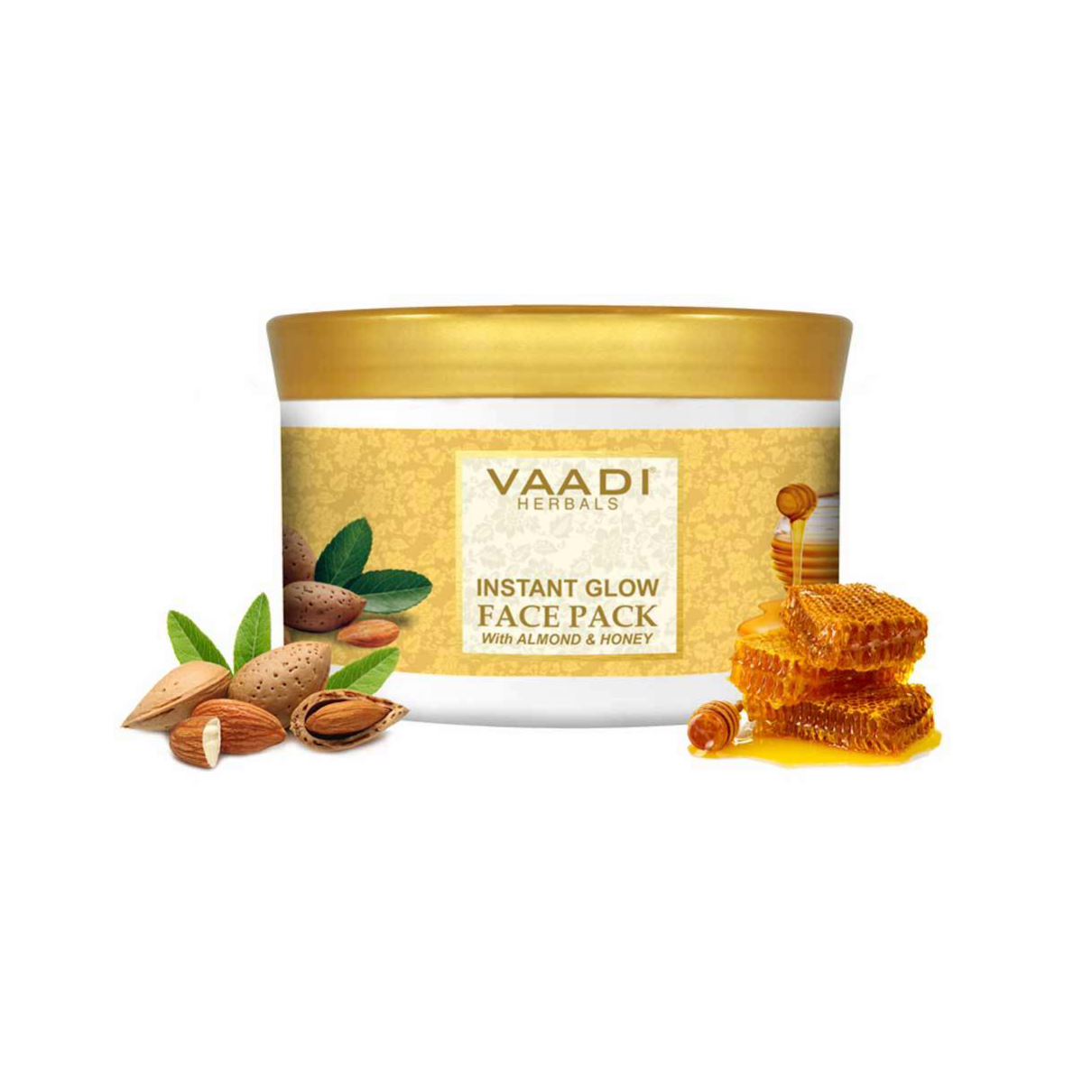 Organic InstaGlow Face Pack with Almond & Honey - Reduces Pigmentation - Gives Instant Glow (600 gms/ 21.16 oz) Vaadi Organics UAE 