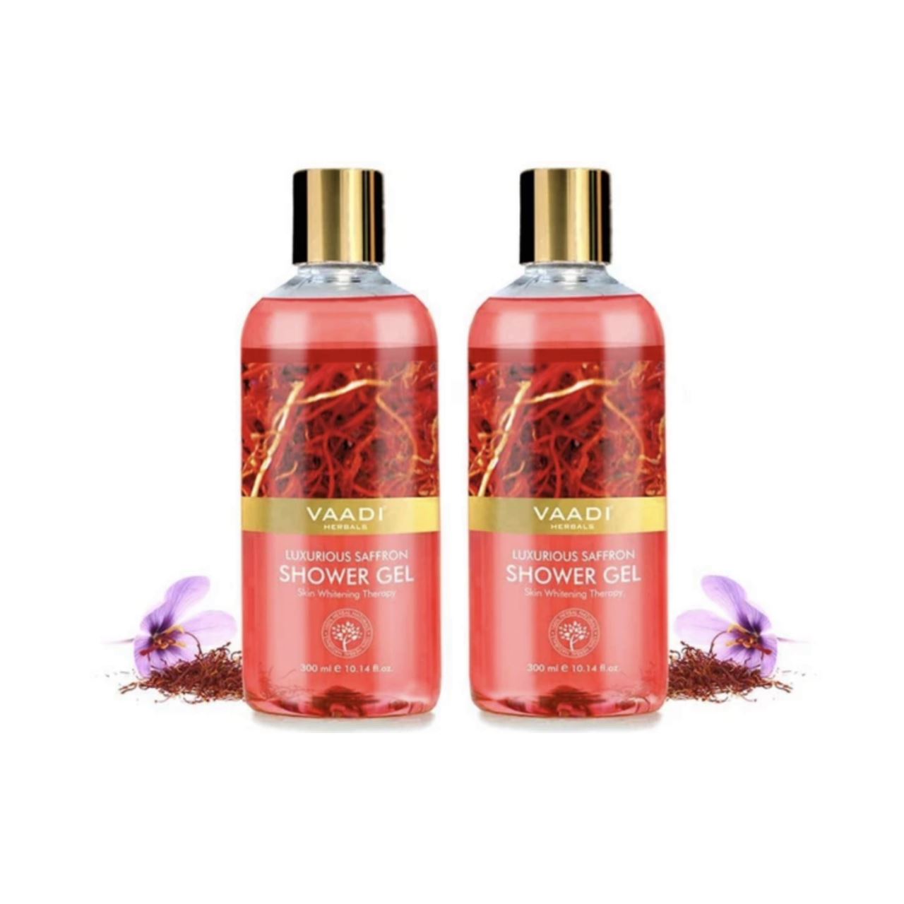 Luxurious Organic Saffron Shower Gel - Skin Brightening Therapy (2 x 300 ml / 10.2 fl oz) base Vaadi Organics UAE 