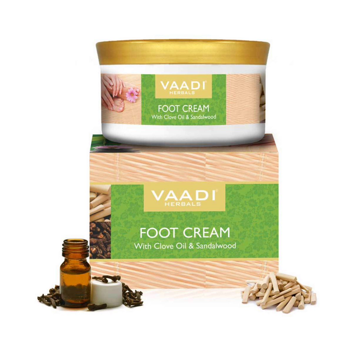 Organic Foot Cream with Clove & Sandalwood Oil - Softens Dry & Cracked Feet (150 gms / 5.29 oz) base Vaadi Organics UAE 