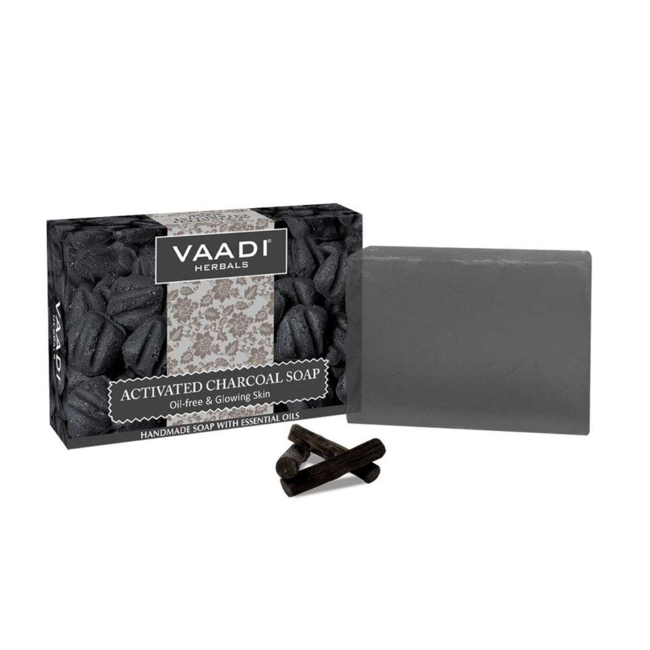 Activated Charcoal Soap - Detoxifies Skin - Brightens The Skin Tone (75 gms / 2.7 oz) base Vaadi Organics UAE 