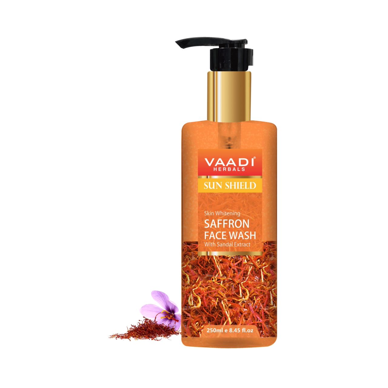 Skin Brightening Organic Saffron Face Wash with Sandalwood (250 ml / 8.45 fl oz) base Vaadi Herbals International 