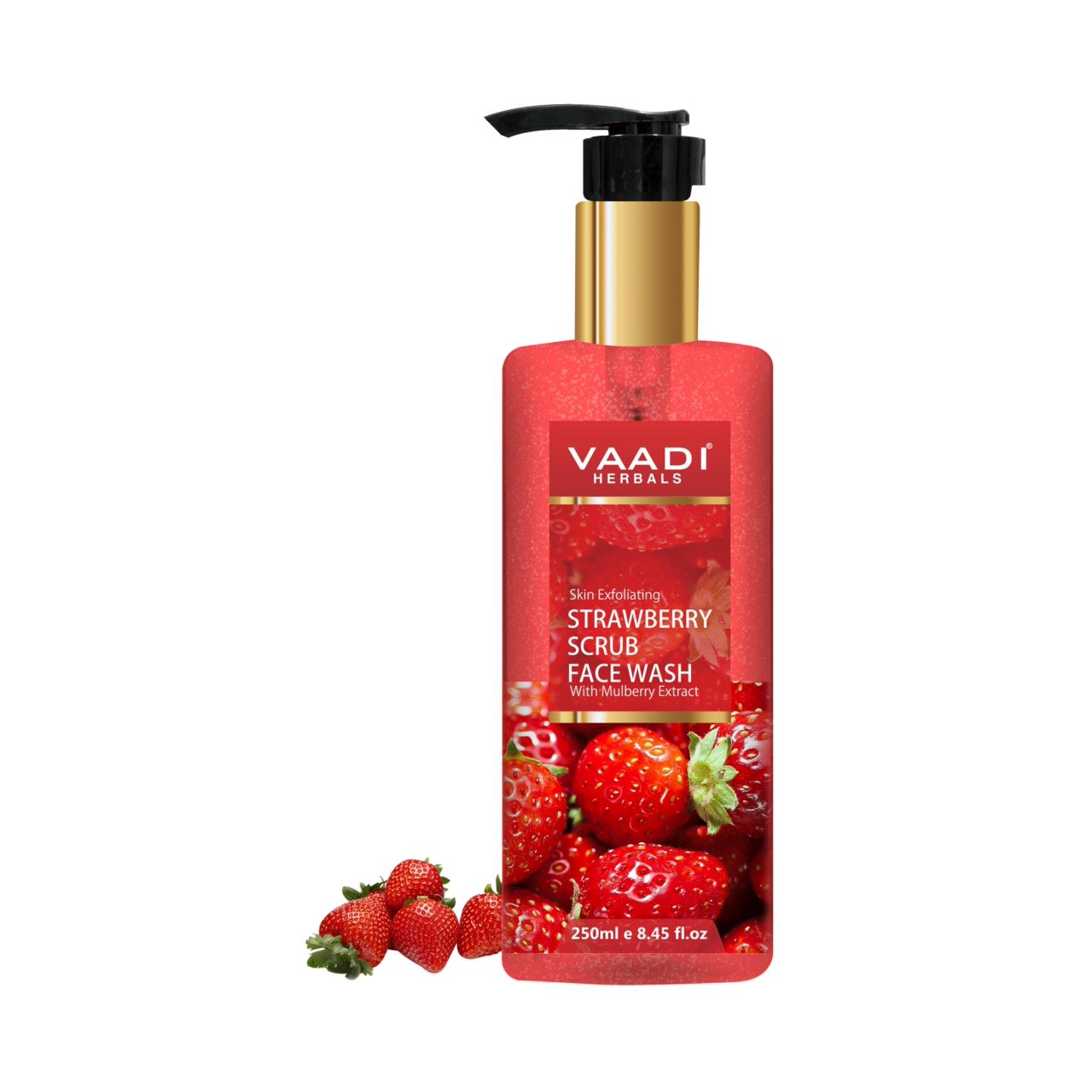 Skin Exfoliating Organic Strawberry Scrub Face Wash with Mulberry Extract (250ml/ 8.45 fl oz) base Vaadi Organics UAE 