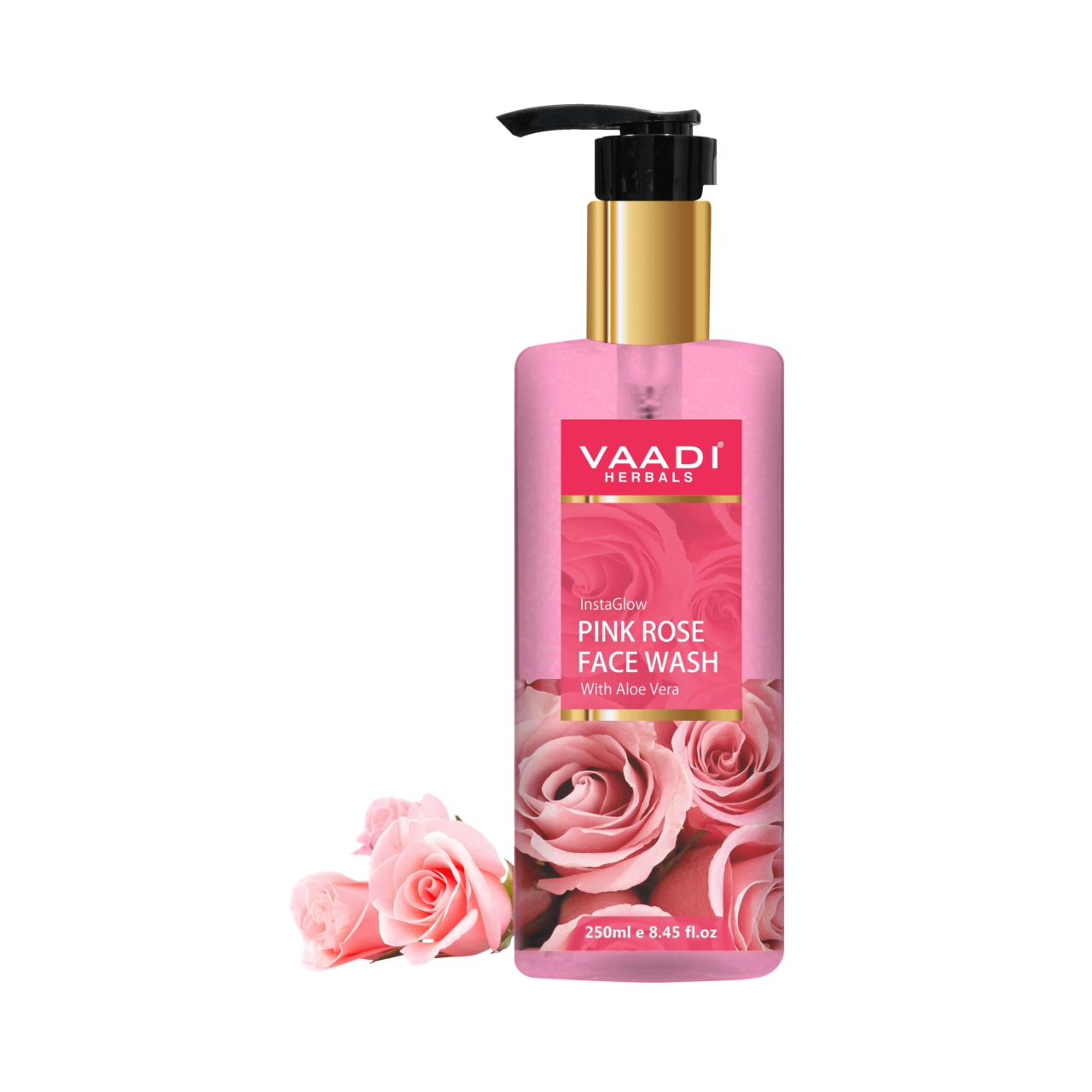 Insta Glow Pink Rose Face wash with Aloe vera extract (250 ml/8.45 fl oz) base Vaadi Organics UAE 