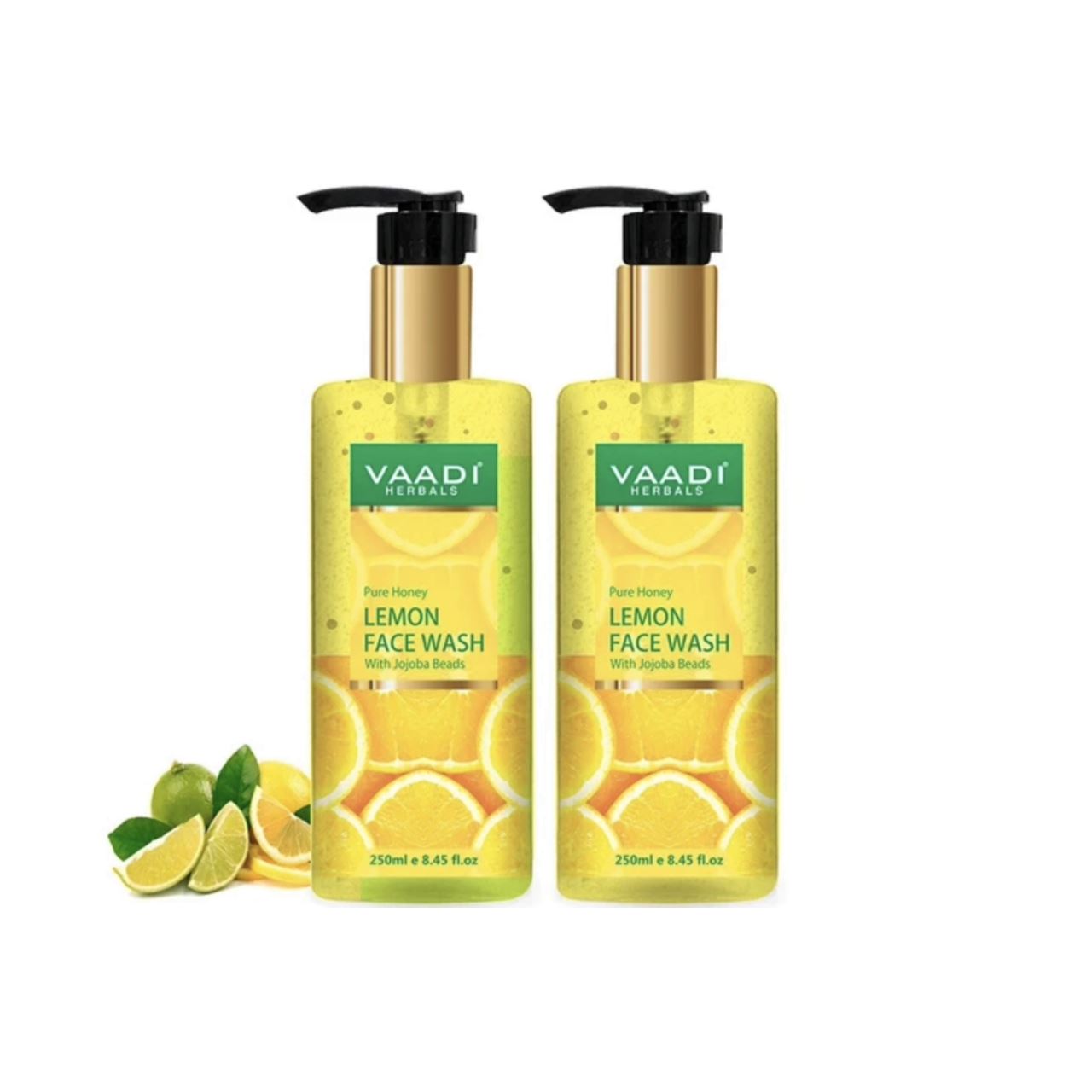 Pack of 2 Skin Hydrating Organic Lemon Face Wash with Jojoba Beads (2 x 250 ml / 8.45 fl oz) base Vaadi Organics UAE 