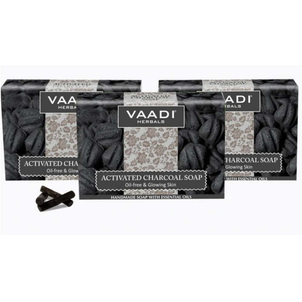 Activated Charcoal Soap - Detoxifies Skin - Brightens The Skin Tone (3 x 75 gms / 2.7 oz)