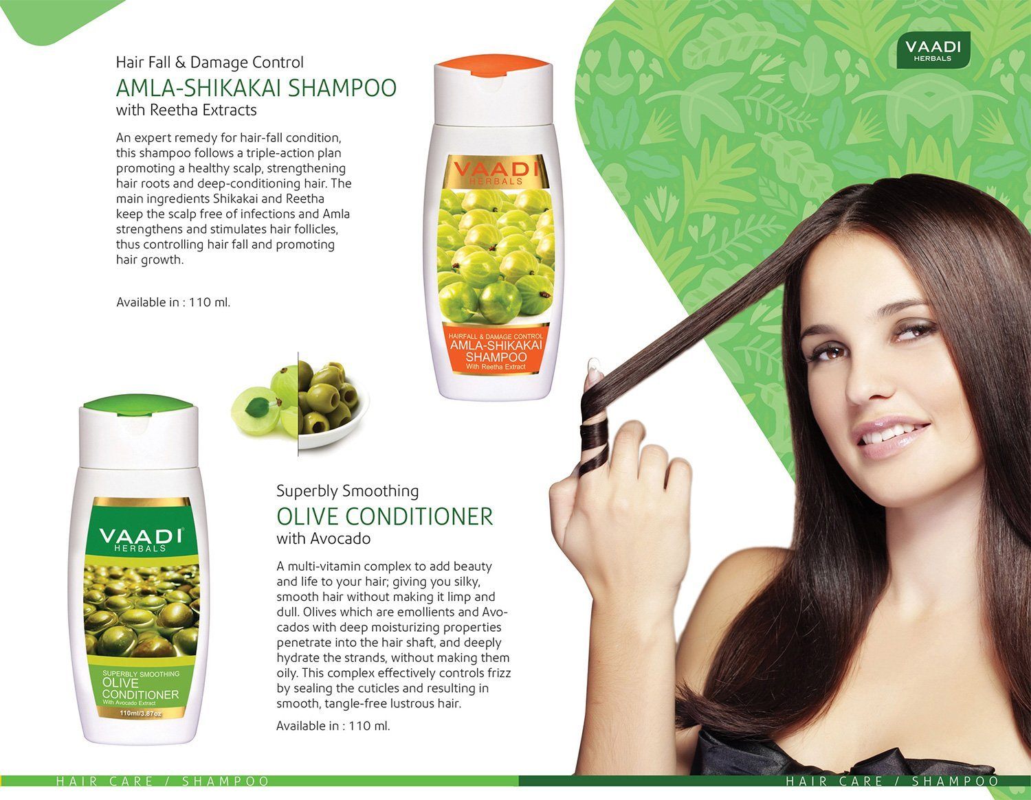 Hairfall & Damage Control Organic Gooseberry Shampoo - Rich Olive Conditioner (2 x 110 ml/ 4 fl oz) base Vaadi Organics UAE 