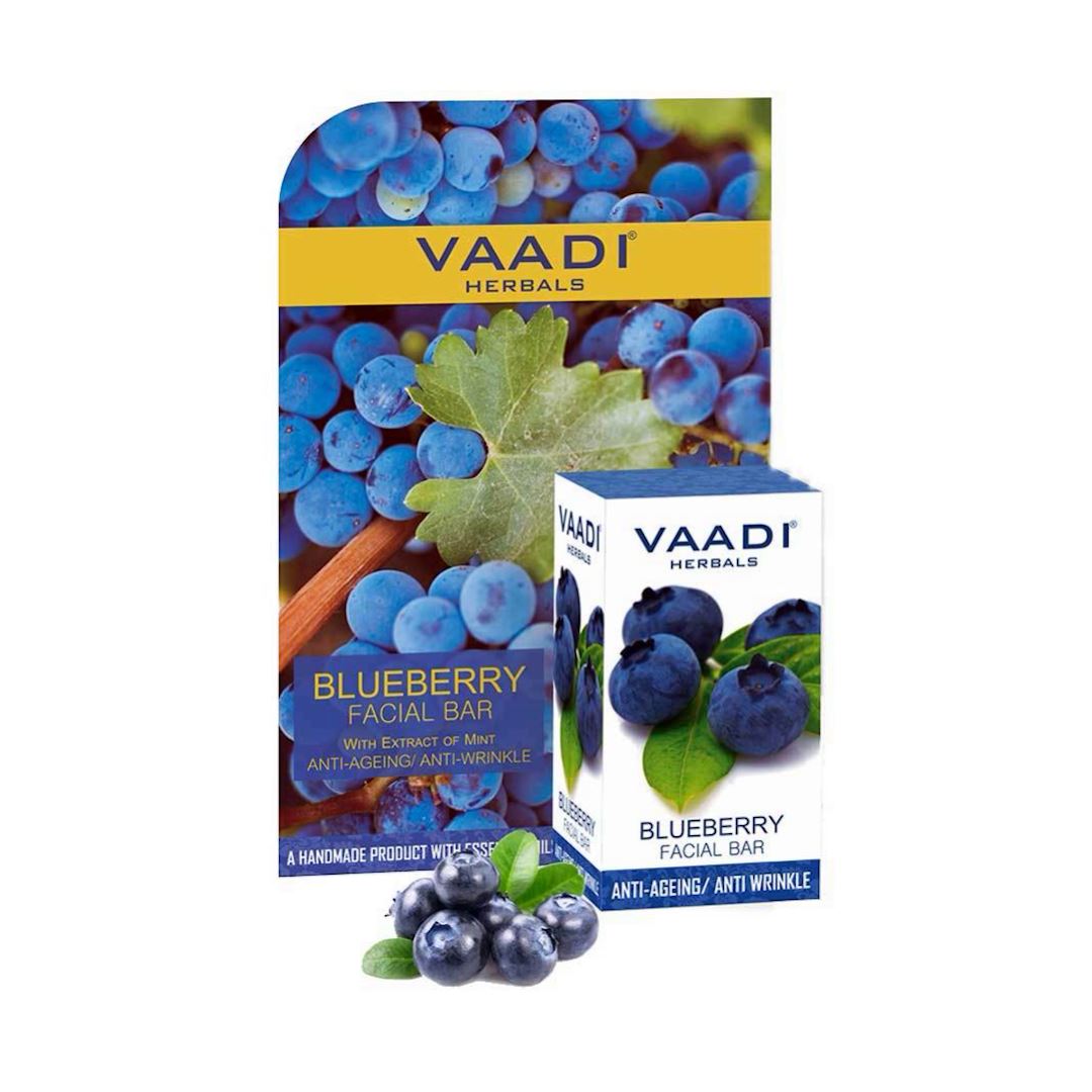 Organic Blueberry Facial Bar with Mint Extract & Olive Oil - Prevents Wrinkles (25 gms/0.9 oz) base Vaadi Organics UAE 