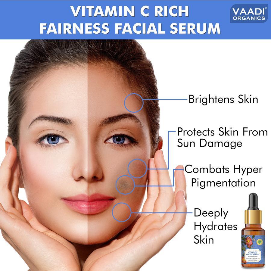 Organic Vitamin C Facial Serum - Brightens Skin, Protects from Sun Damage (10 ml/ 0.33 oz) base Vaadi Organics UAE 