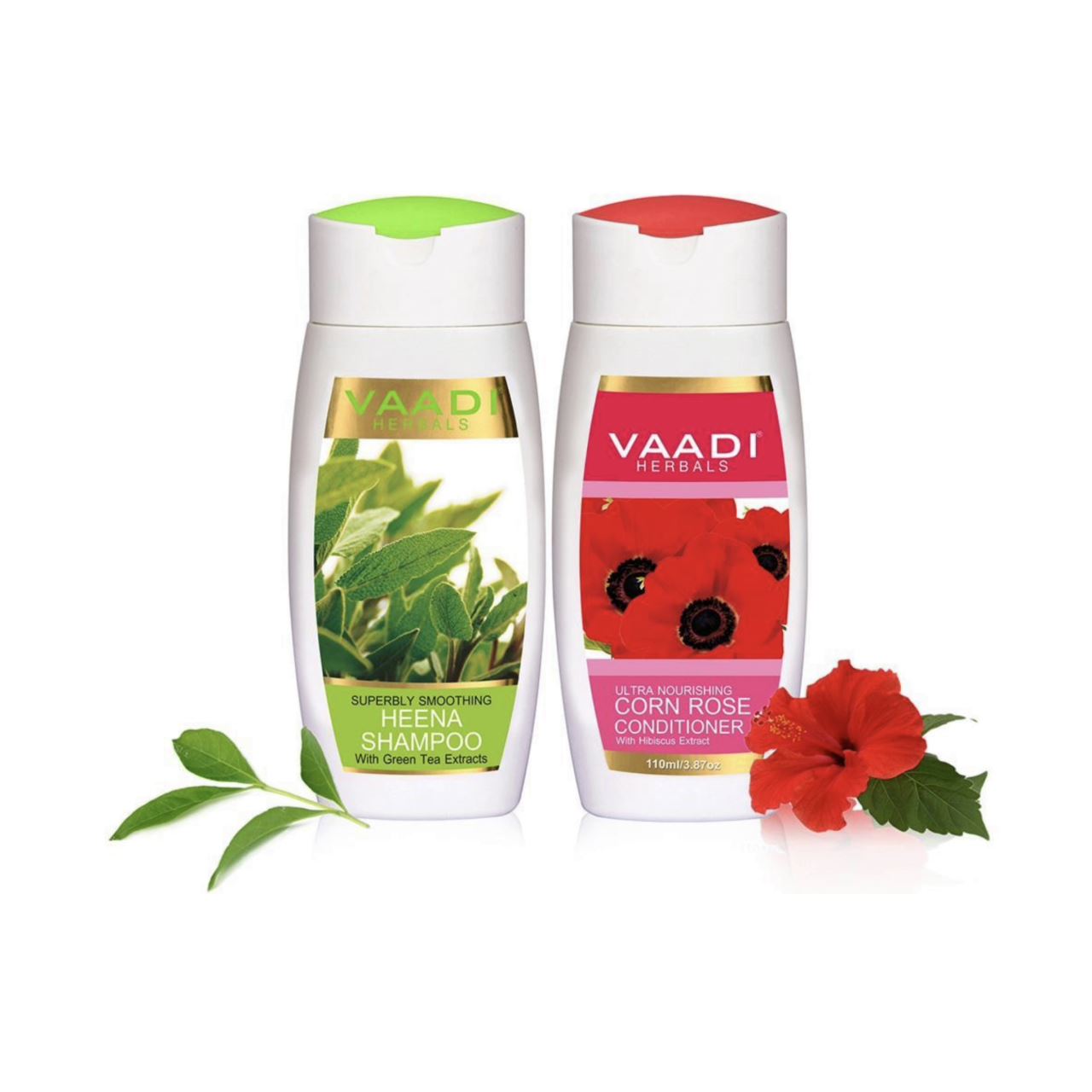 Superbly Smoothing Organic Heena Shampoo - Rich Corn Rose Conditioner ( 2 x 110 ml/ 4 fl oz) base Vaadi Organics UAE 