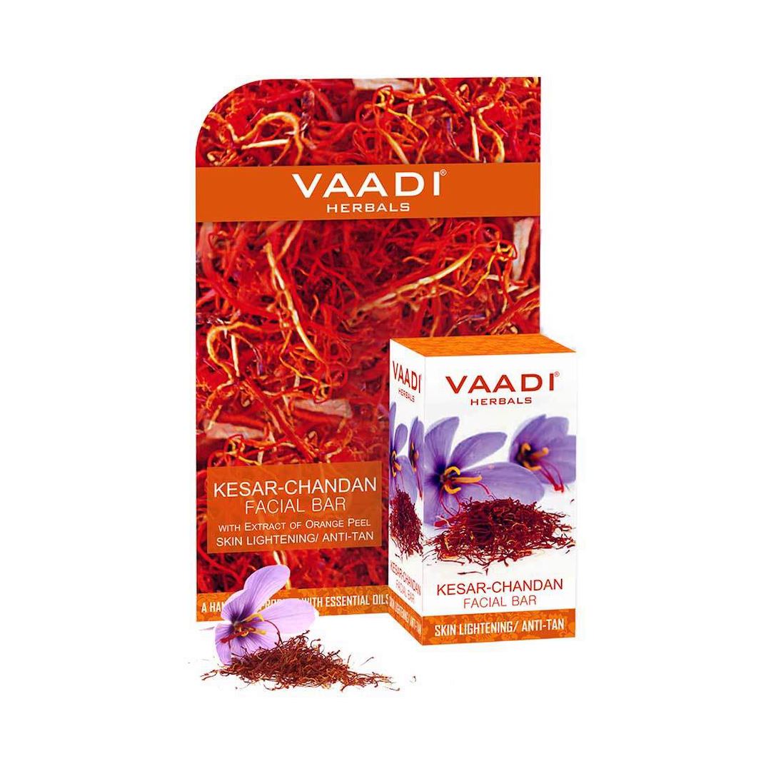 Organic Saffron Sandal Facial Bar with Orange Peel Extract - Reduces Marks (25 gms/0.9 oz) base Vaadi Organics UAE 