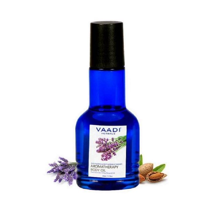 Organic Lavender Body Oil with Almond Extract - Aromatherapy - Anti Ageing (50ml /1.7 fl oz) base Vaadi Organics UAE 