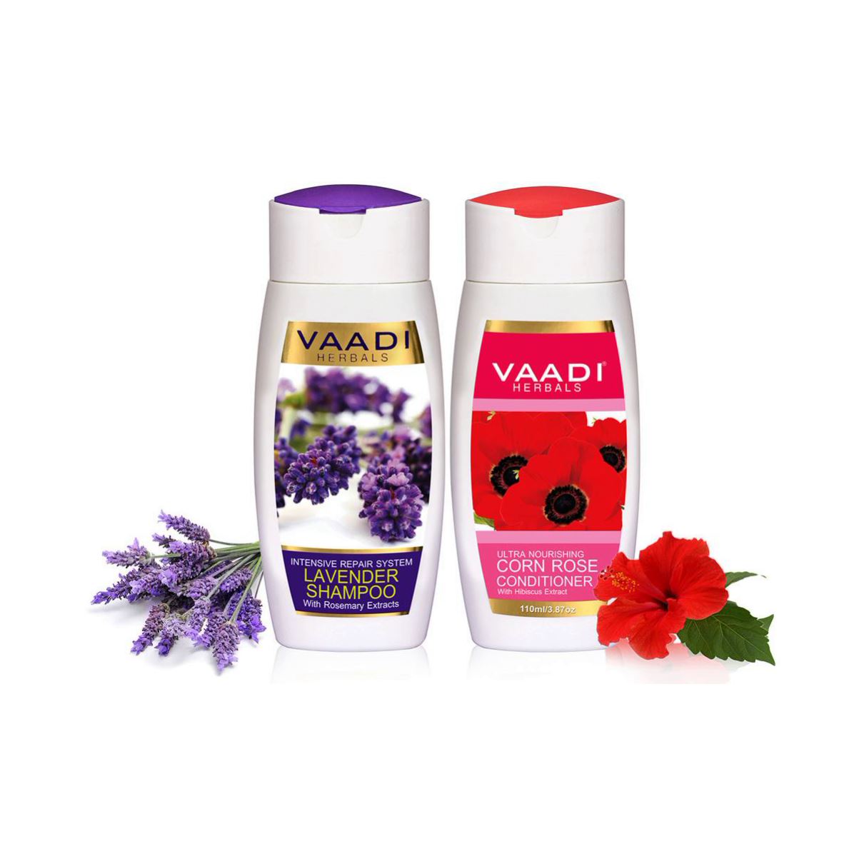 Intensive Repair Organic Lavender Shampoo - Rich Corn Rose Conditioner ( 2 x 110 ml/ 4 fl oz) base Vaadi Organics UAE 