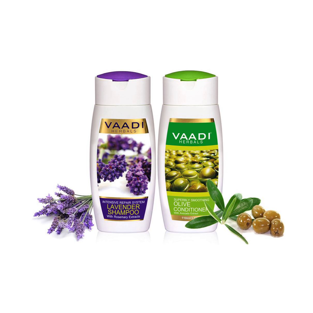 Intensive Repair Organic Lavender Shampoo - Rich Olive Conditioner (2 x 110 ml/ 4 fl oz) base Vaadi Organics UAE 