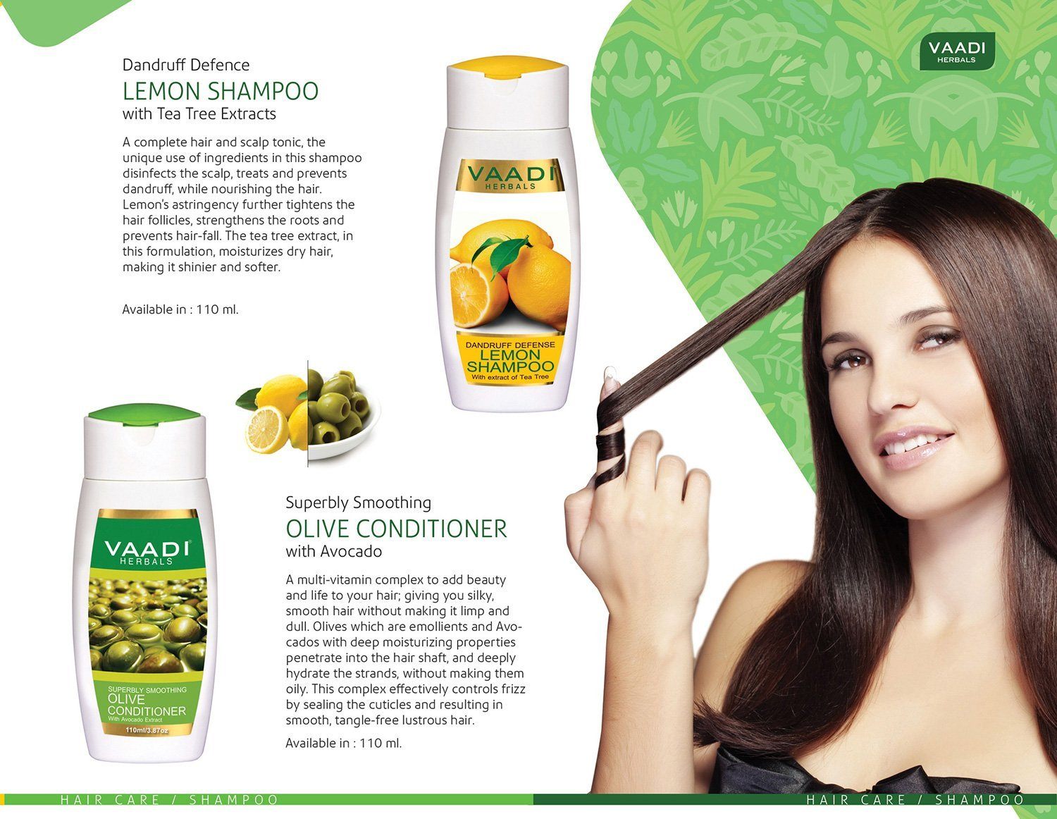 Dandruff Defense Organic Lemon Shampoo - Rich Olive Conditioner (2 x 110 ml/ 4 fl oz) base Vaadi Organics UAE 