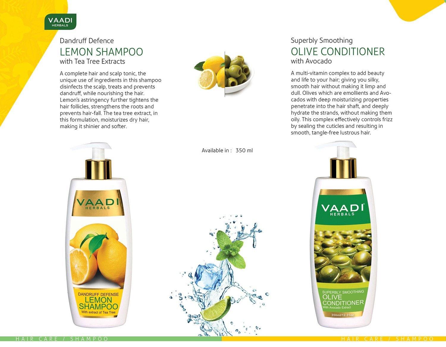 Dandruff Defense Organic Lemon Shampoo - Rich Olive Conditioner (2 x 350 ml/ 12 fl oz) base Vaadi Organics UAE 