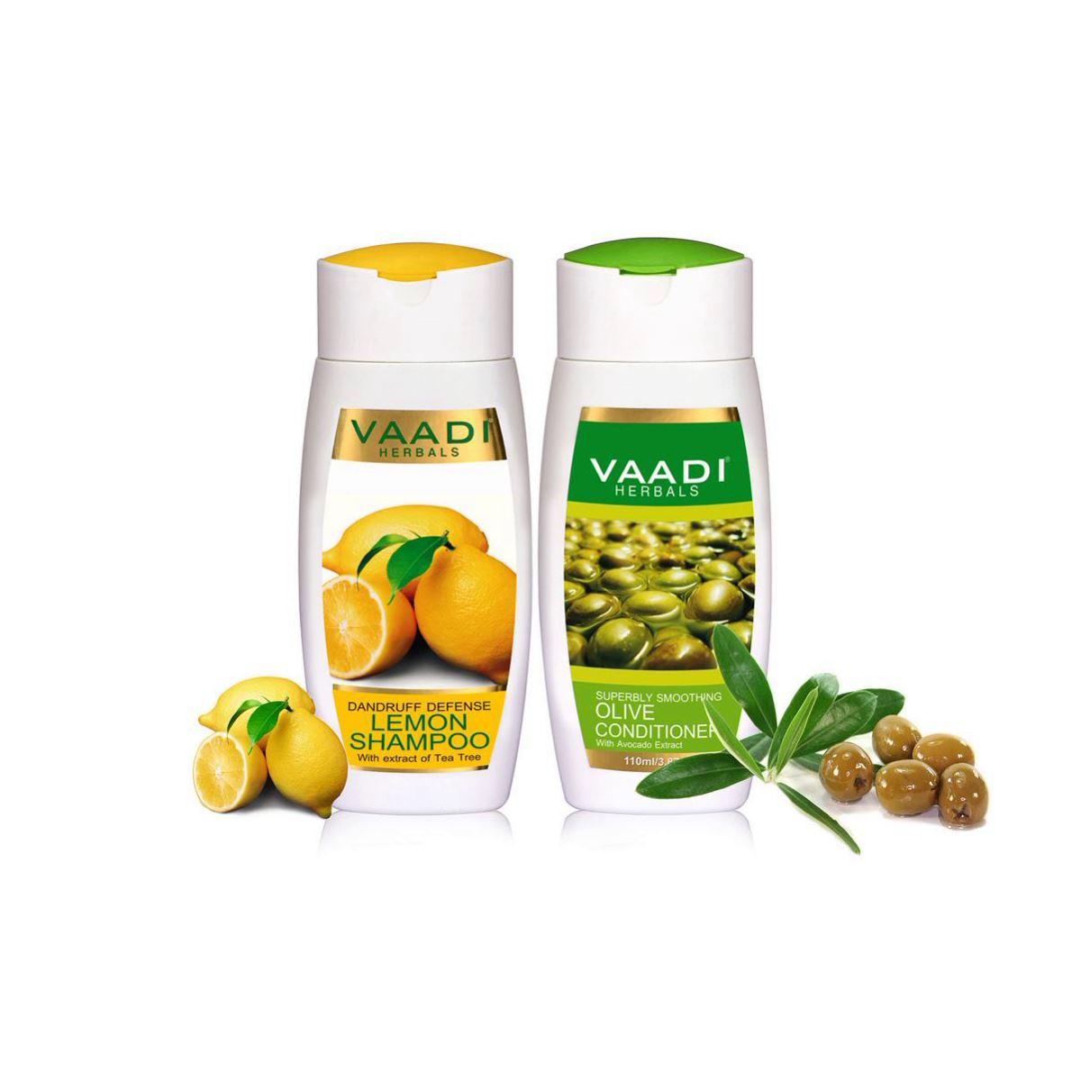 Dandruff Defense Organic Lemon Shampoo - Rich Olive Conditioner (2 x 110 ml/ 4 fl oz) base Vaadi Organics UAE 