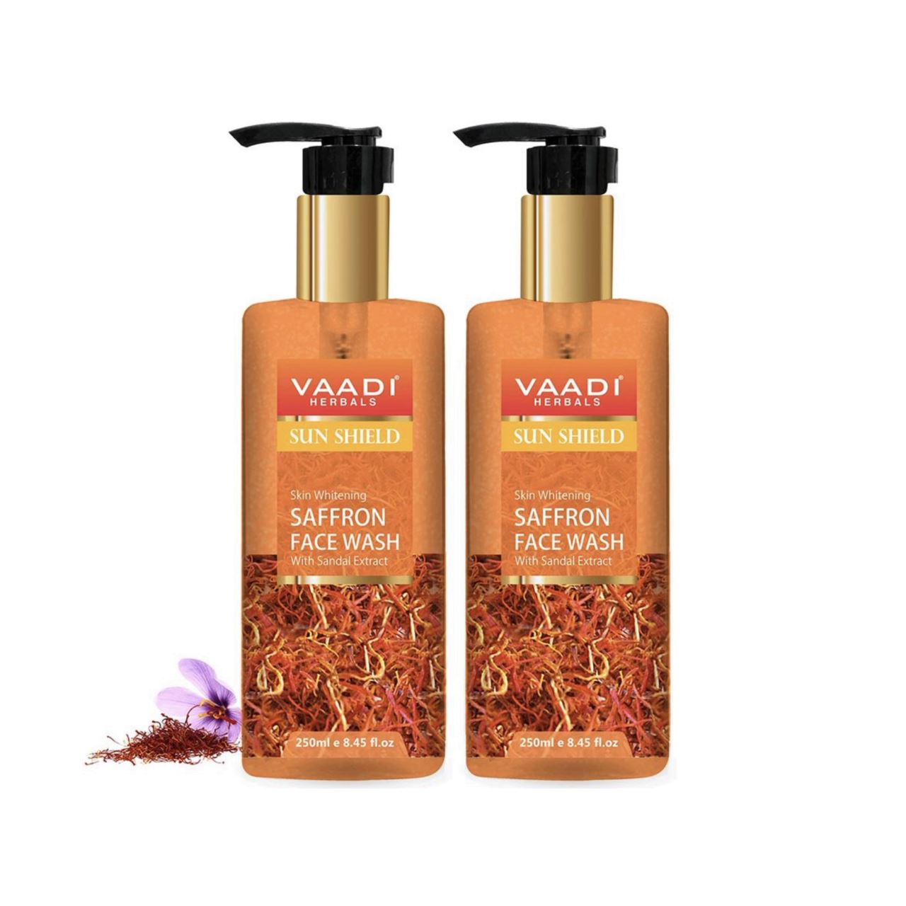 Pack of 2 Skin Brightening Organic Saffron Face Wash with Sandalwood (2 x 250 ml / 8.45 fl oz) base Vaadi Organics UAE 