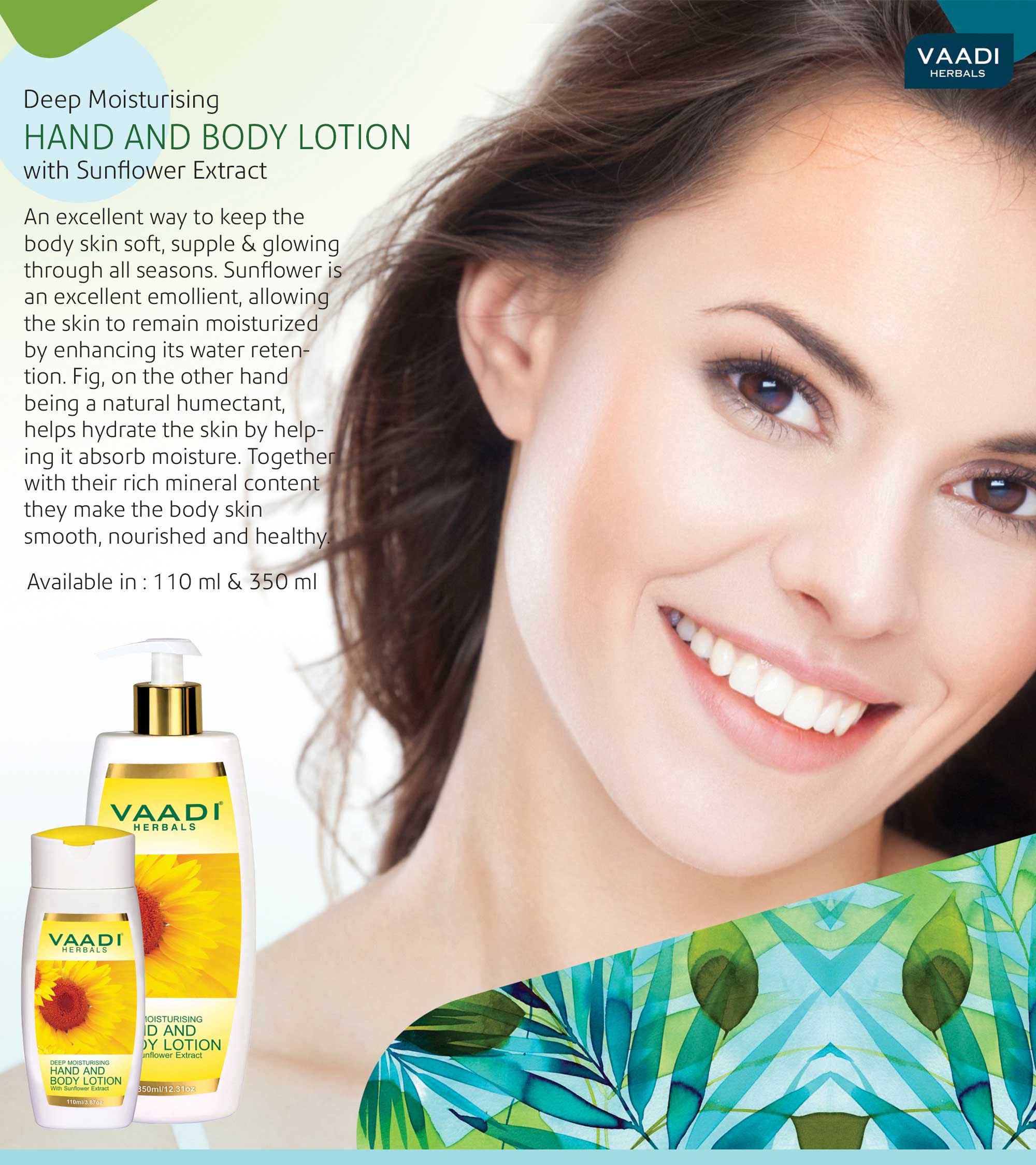 Organic Hand & Body Lotion with Sunflower Extract (350 ml/12 fl oz) base Vaadi Organics UAE 