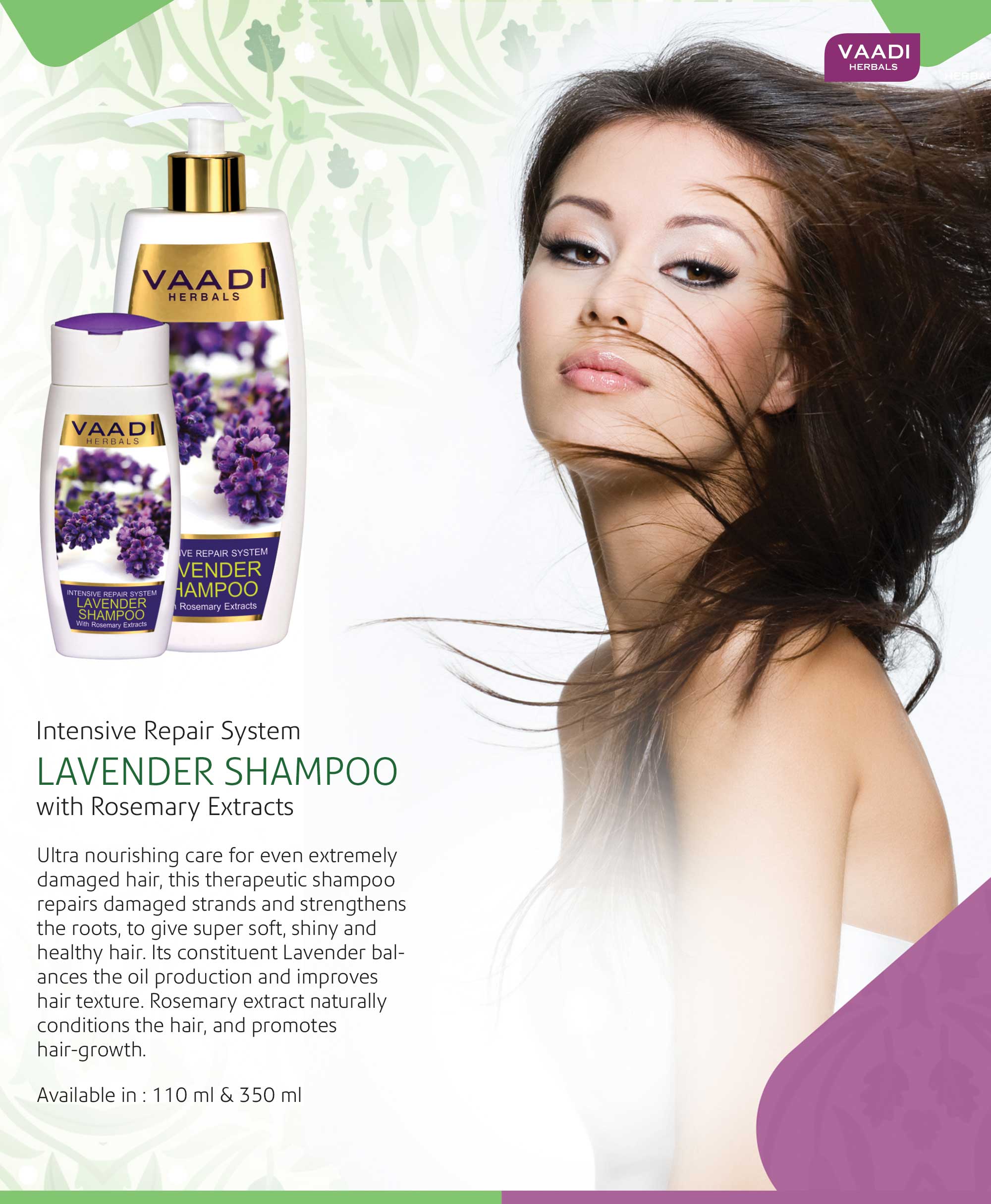 Intensive Repair Organic Lavender Shampoo with Rosemary Extract (110 ml/ 4 fl oz) base Vaadi Organics UAE 