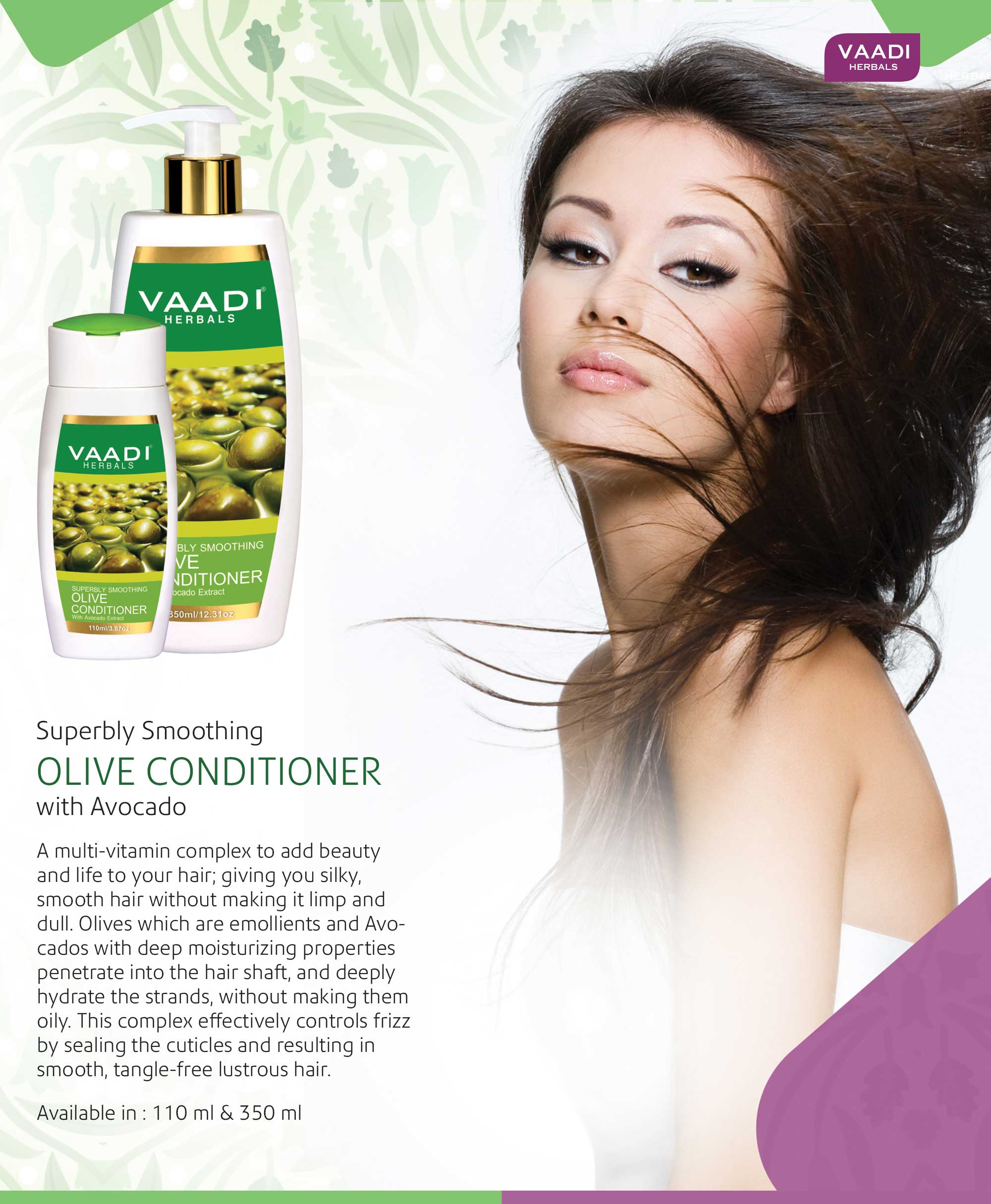 Multi Vitamin Organic Rich Olive Conditioner with Avocado Extract (350 ml/ 12 fl oz) base Vaadi Organics UAE 