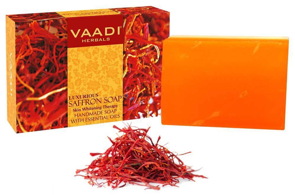 Luxurious Organic Saffron Soap - Skin Restoration Therapy - Evens Skin Tone (75 gms / 2.7 oz) base Vaadi Organics UAE 