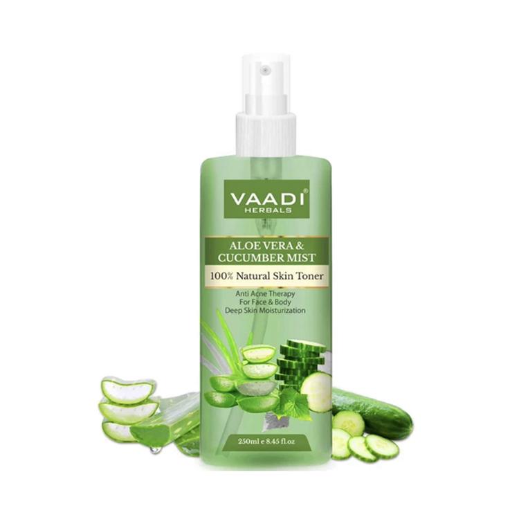 Aloe Vera & Cucumber Mist - 100% Natural Skin Toner (250 ml / 8.5 fl oz) base Vaadi Organics UAE 