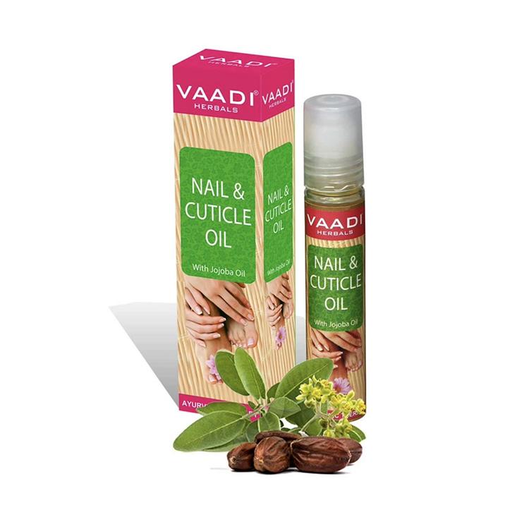 Organic Nail & Cuticle Oil with Jojoba Oil - Heals Redness & Pain - Strengthens Thin & Brittle Nails (10 ml/ 0.4 fl oz) Vaadi Organics UAE 